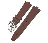 ILAZI Bracelets de montre en caoutchouc fluoré de Type convexe, 24x7mm, adaptés au dispositif à changement rapide d'outre-mer Vacheron Constantin, bleu blanc noir Orange(Brown Style2)