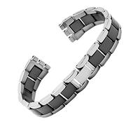 ILAZI Pour le bracelet métallique solide de Swatch Coucave Convex Watch Chain YCS Oui YGS Iron Men and Women Steel Watchband Bandle en céramique(G16 Silvery Black,17mm)