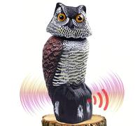 ilbcavne RéPulsif Pigeon Hibou Ailé avec Son Et Mouvement, éPouvantail RéAliste Hibou à TêTe Rotative à 360 DegréS, pour éLoigner Pigeons Corbeau Et Plus 1 PièCe