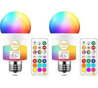 iLC 85W Équivalent Ampoule Led Couleur Changement de couleur Dimmable E27 Edison RGBW Télécommande Compris (Lot de 2)