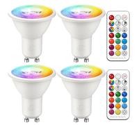 iLC Ampoule Led MR16 GU10 RGB Spot Culot led Changement de Couleur, Ampoules Led RGBW Dimmable Blanc chaud (2700K) Spots LED - Télécommande infrarouge incluse (paquet de 4)