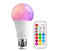 iLC E27 Ampoule LED à Couleurs Changeantes, Ampoule LED RGB Télécommandée 900LM 6000K, 12 Couleurs au Choix, Avec Fonction Minuterie (Lot de 1)