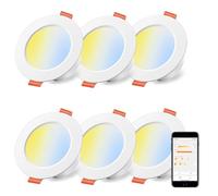 iLC Intelligente Spot LED Encastrable 8W (équivalent 60W), Compatible avec Alexa (appareils Echo requis), Découpe 68-85mm, Température de la couleur 2700K-6000K, IP44, 230V (lot de 6)