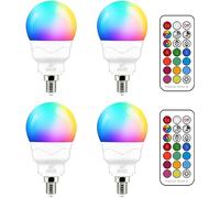 iLC Lampadina LED E14, 5W (Equivalenti a 40W) Colorate Rgb 2700K Bianca Calda, Cambiare Colore Multicolore con Telecomando (Pacco da 4)