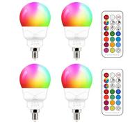 iLC Lampadina LED E14, 5W (Equivalenti a 40W) Colorate Rgb Blanc froid 5700K, Cambiare Colore Multicolore con Telecomando (Pacco da 4)