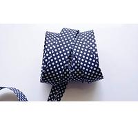 ILC MERCERIE PARADIS Biais Liberty Ruban 20 mm x 2 mètres 100% Coton Fleuri, à Fruits, écossais, à Dessins pour Enfant/bébé.. au Choix (Bleu Marine à Pois Blancs)