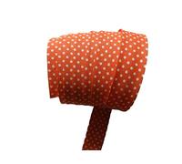 ILC MERCERIE PARADIS Biais Liberty Ruban 20 mm x 2 mètres 100% Coton Fleuri, à Fruits, écossais, à Dessins pour Enfant/bébé.. au Choix (Orange à Pois Blancs)