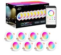 iLC Spots LED Encastrable 8W (équivalent 60W) Découpe Ф68-85mm, travailler avec Alexa(Un dispositif Echo est nécessaire), IP44 Rond Spot Encastrable CCT + RGB contrôlé par APP (Lot de 8)