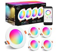 iLC Spots LED Encastrable 8W (équivalent 60W) Découpe Ф68-85mm, travailler avec Alexa(Un dispositif Echo est nécessaire), IP44 Rond Spot Encastrable CCT + RGB contrôlé par APP (Lot de 4)