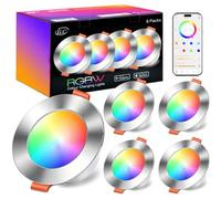iLC Spots LED Encastrable 8W (équivalent 60W) Découpe Ф68-85mm, travailler avec Alexa(Un dispositif Echo est nécessaire), IP44 Nickel Rond Spot Encastrable CCT + RGB contrôlé par APP (Lot de 4)