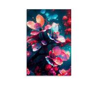 Ilcargoa Poster floral lumineux en forme de fleur de prunier pour décoration murale de bureau, maison, 60 x 90 cm
