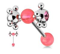 ile aux piercings - Bijou de Piercing de Langue - Perçage de Langue - Tongue Piercing - Acier Chirurgical - 16g - Bille - Rose - Unité - Suivi