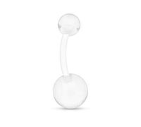 ile aux piercings.fr - Bijoux de piercing du nombril en plastique double bille blanc transparent