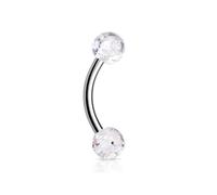 Ile-aux-piercings.fr Piercing Arcade Grosse Boule Strass Blanc 4mm Transparent Plastique Double Courbée Banane Sourcil Oeil de Chat Rook Oreille Boucle Anneau Inoxy Bijoux Homme Femme 16g 1.2mm x 8mm