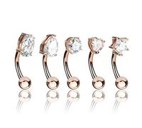 ile aux piercings Lot de 5 piercing arcade petite etoile coeur rond goutte ovale acier strass blanc brillant banane courbe sourcil homme femme broche couleur doré rose cuivre