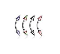 ile aux piercings LOT Piercing Arcade Spike Rayures 1.2X8MM Tragus Oreille Lobe Teton sourcil pic Pique 3 mm Rasta, Bleu, Noir, Rouge