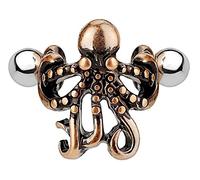 ile aux piercings Piercing Barbell Cartilage Lobe Oreille en Acier Chirurgical 316L Rosé Vieilli - Octopuss Pieuvre Poulpe