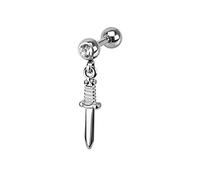 ile aux piercings Piercing Cartilage Helix Acier Épée Boule Strass Blanc bijou anneau Pendentif Oreille Couteau Dague 1.2x6mm