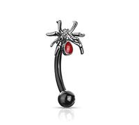 ile aux piercings Piercing d Arcade sourcil Metal araignée Spider en Rouge et Noir pour Femme Homme 1.2x8mm Strass Blanc