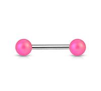 ile aux piercings Piercing langue double boule imitation perle nacre rose bille pétant barbell droit bouche