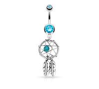 ile aux piercings Piercing Nombril Tendance Attrape capteur Reve Plume Imitation Perle Bleu Aqua Acrylique Original