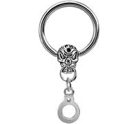 ile aux piercings Piercing teton anneau chaine menotte de mort skull gothique pendant crane tete en 3d relief a clipser 1.6x12mm sein poitrine