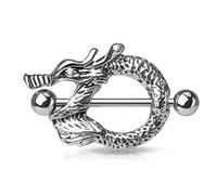 ile aux piercings Piercing Teton Sein Poitrine Homme Femme Dragon Asiatique serti Strass Blanc