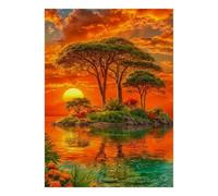 Île Coucher Soleil Arbres 1000pcs Mini Puzzle pour Adultes Difficile