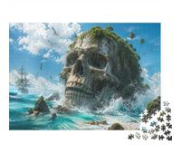 Île Crâne Océan Puzzle, 1000 Pcs pour Adultes Haute Qualité | 70x50cm Carton, Exercice Mental, Ajustement Serré, Admirateurs D'art, Réduction Du Stress