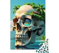 île crâne Paysage 1000 Pièces Puzzle pour Adultes Jeux De Défi Familial Puzzle Anti-Stress Cultiver l'esprit D'équipe pour Toute La Famille, Cadeaux pour Femmes, Cadeaux pour Hommes 500pcs (52x3