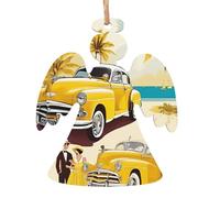 (île de Cuba) en forme d'ange de Noël en bois naturel avec finition brunie artisanale, 4 formes festives et 1/2/4/6 options de lot multiple