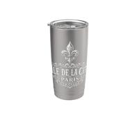 Île de la Cité Paris France Décoration Fleur de Lis Blanc Gobelet isotherme en acier inoxydable double paroi