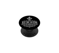 Île de la Cité Paris France Décoration Fleur de Lis Blanc PopSockets PopGrip Adhésif