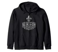 Île de la Cité Paris France Décoration Fleur de Lis Blanc Sweat à Capuche