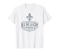 Île de la Cité Paris France Ornée Fleur de Lis Marine T-Shirt Graphique avec Valeur