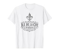 Île de la Cité Paris France Ornée Fleur de Lis Noir T-Shirt Graphique avec Valeur