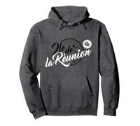 Ile de la Réunion 974-2 Palms C24 - Black White Sweat à Capuche, Unisexe pour Adultes, Chiné Foncé, XL