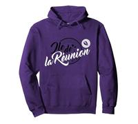 Ile de la Réunion 974-2 Palms C24 - Black White Sweat à Capuche, Unisexe pour Adultes, Violet, XL