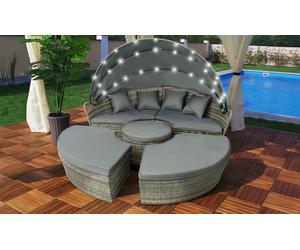 Île de loisirs Swing & Harmonie® en poly rotin éclairage LED solaire : 180 cm / Gris