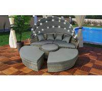 Île de loisirs Swing & Harmonie® en poly rotin éclairage LED solaire : 180 cm / Noir