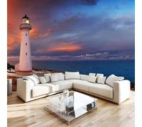 Île De Rhodes Castle Corner Phare Papier Peint 250 x 175 cm 3D Vue Nocturne Mural Poster Murale Intissé pour Chambre Salon Restaurant Personnalisé Décoration Personnalisé Décoration Murale W-506