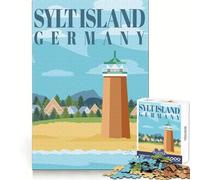 Île de Sylt, Allemagne Puzzle de 1000 pièces pour Adolescents Jeu Intelligent et ludique pour Partager des Moments de complicité Découpe Lisse Liste de souhaits du Père Noël 50x75cm