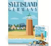 Île de Sylt, Allemagne Puzzle de 1000 pièces pour Adultes Jeu Intelligent pour renforcer Les Liens familiaux Découpe précise Cadeau saisonnier 38x26cm