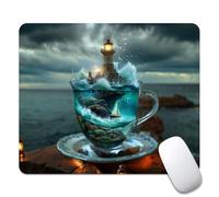 Île du Phare De Teacup Stormy Ocean Tapis De Souris Bords Cousus Tapis Souris Antidérapante Mouse Pad pour Bureau Pc D'Études 25X30Cm