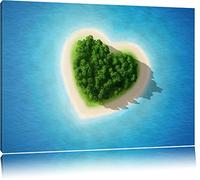 Île en forme de Coeur-Amour de l'Islande Format: toile 100x70auf, XXL énormes Photos complètement encadrés par la civière, l'impression de l'image Art mural avec cadre, moins cher que peintures à l'huile et de l'image, aucune affiche ou poster