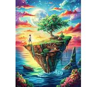 Île flottante avec un arbre magique 1000 Pièces Puzzle Famille En Carton Sans Déformation Paysages et science-fiction Difficulté Moyenne Activité Familiale Anti-Stress Jeu De Société Soirée Entre Amis