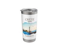 Île grecque Crète Grèce Chania Old Town Lighthouse Harbour Gobelet isotherme en acier inoxydable double paroi
