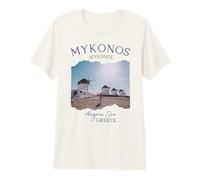 Île Grecque Mykonos Grèce Moulins à Vent Architecture Histoire T-Shirt Haut de Gamme