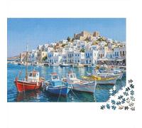 Île Grecque - Port_1 - Puzzle de 1000 pièces - Île Grecque - Port - Adultes à partir de 12 Ans - Jeu éducatif - Décoration intérieure - Défi - Cadeau d'anniversaire - 70 x 50 cm