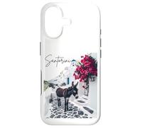 Île Grecque Santorin Église Bleue âne et bougainvilliers Coque pour iPhone 17